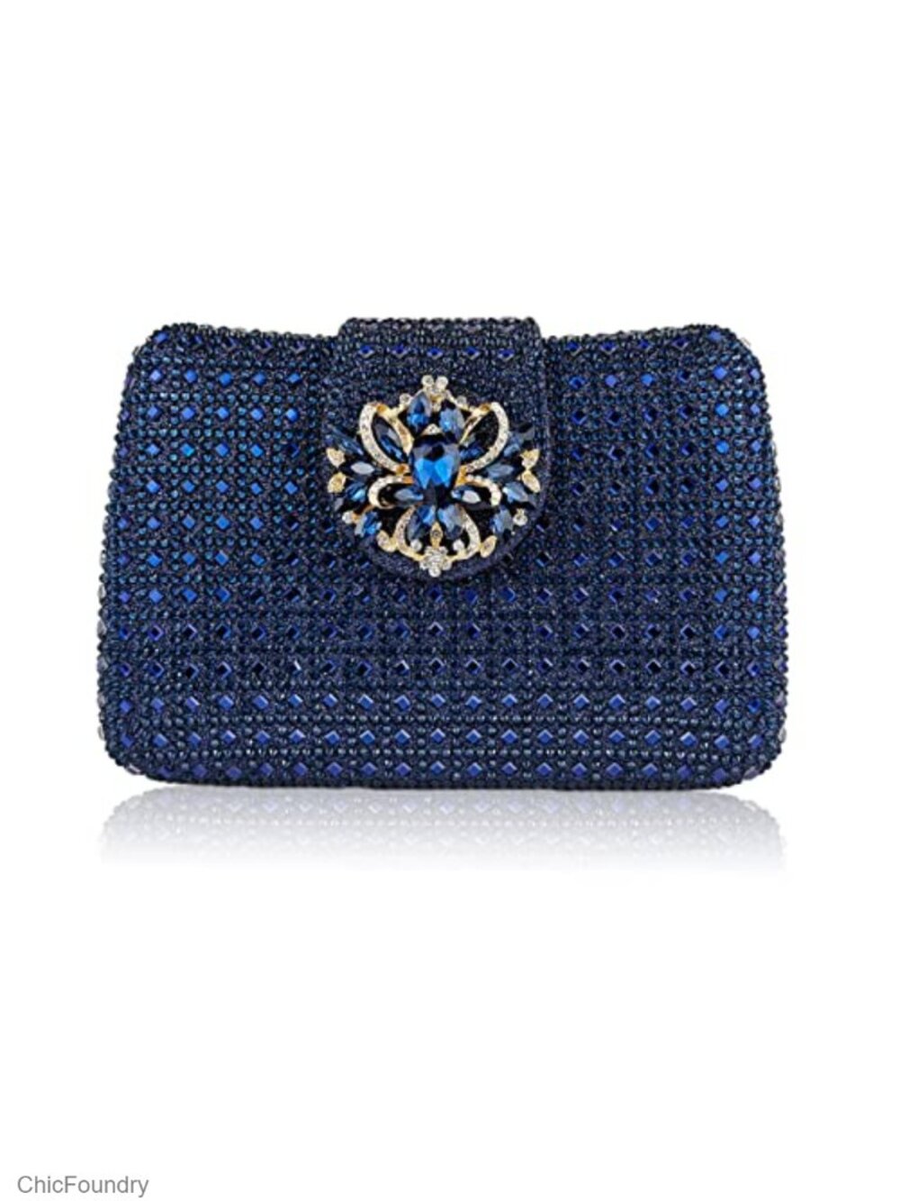 Rhinestone Floral Evening Bag Clutch Handbag